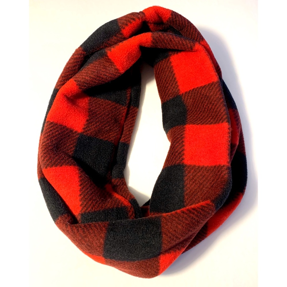 Warm Buffalo Plaid Fleece Infinity Scarf